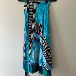 Recycled Vintage Silk Sari Magic Wrap Maxi Skirt